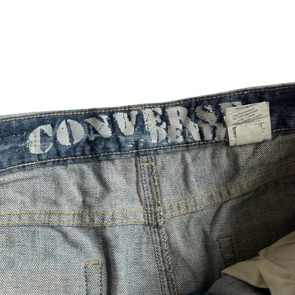 Converse Denim Skirt 28 Miniskirt Mini Short Jean Distressed Light Wash Frayed - Picture 11 of 13